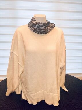 Joe Fresh Cream Oversized Crewneck Sweater